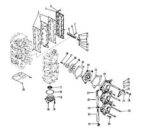 Впускной коллектор и резонатор 2-Х ТАКТНОГО ПЛМ MERCURY 90 Серийный номер от 0B240451 до 0C221999