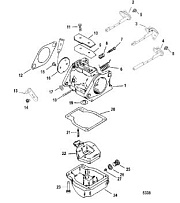 Карбюратор 2-Х ТАКТНОГО ПЛМ MERCURY 50EO Серийный номер от 9973100 до 0P016999